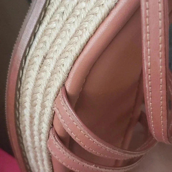 A M 10 Boho Chic Leather Strappy Espadrilles Wedge Sandals New - Picture 8 of 8